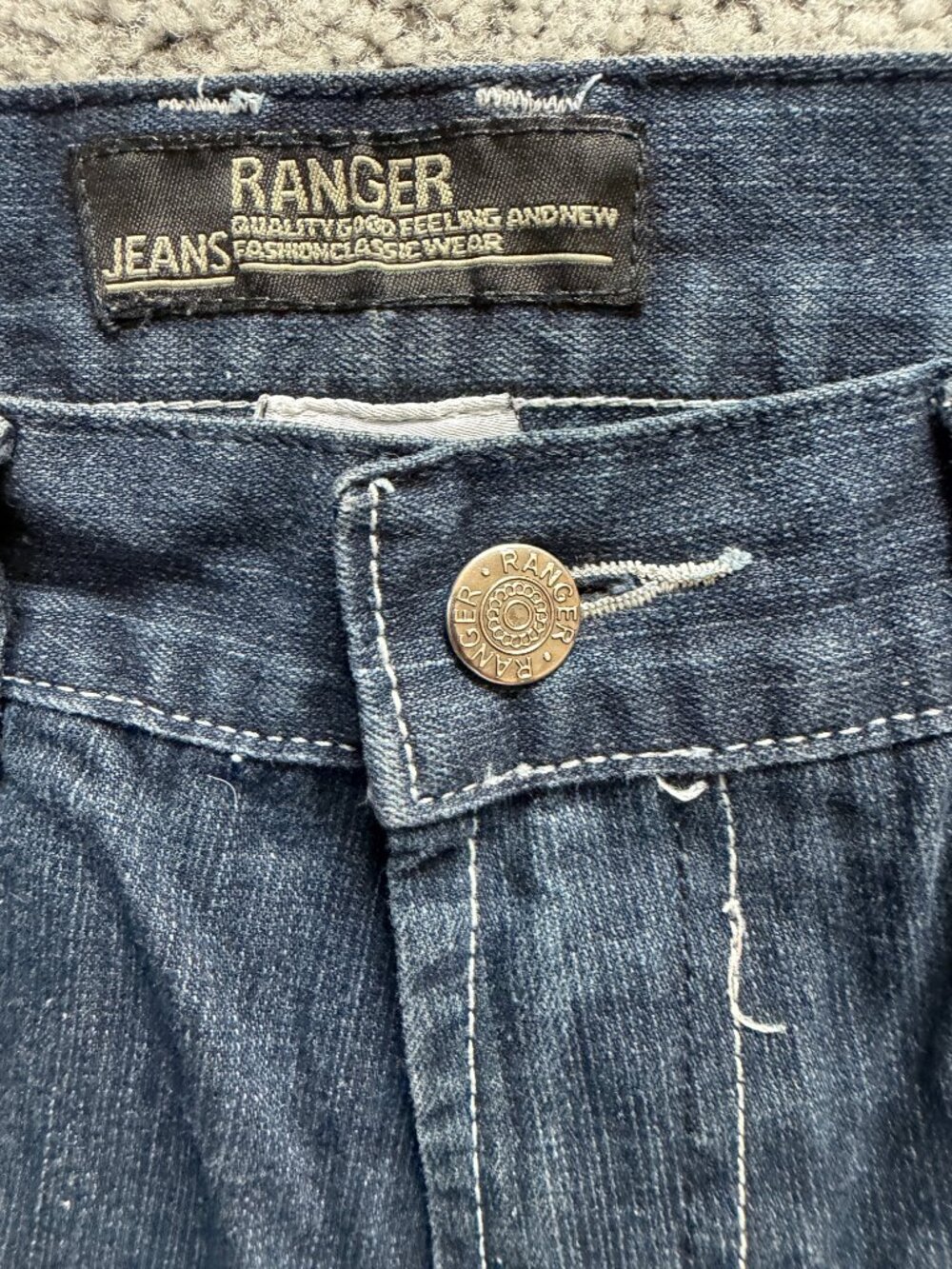 Ranger Vintage Y2K Flap Pocket Jeans Mens 30x32 Dark Wash Stitch Streetwear - Picture 4 of 11